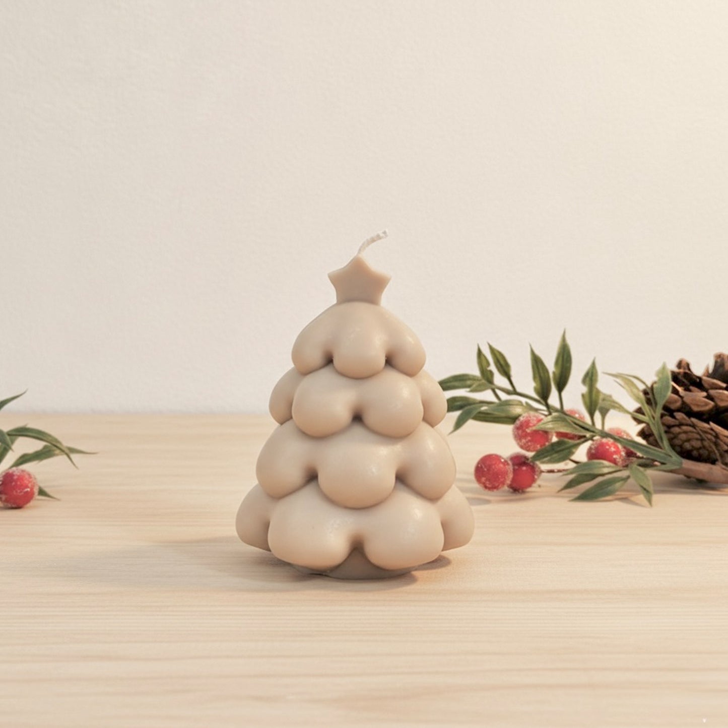 Beige Christmas Tree Candle and Christmas Decoration - Christmas Candles