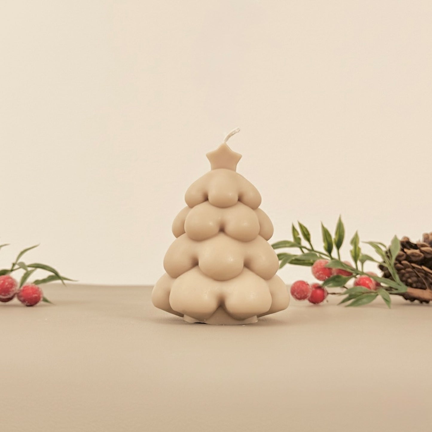 Beige Christmas Tree Candle and Christmas Decoration - Christmas Candles