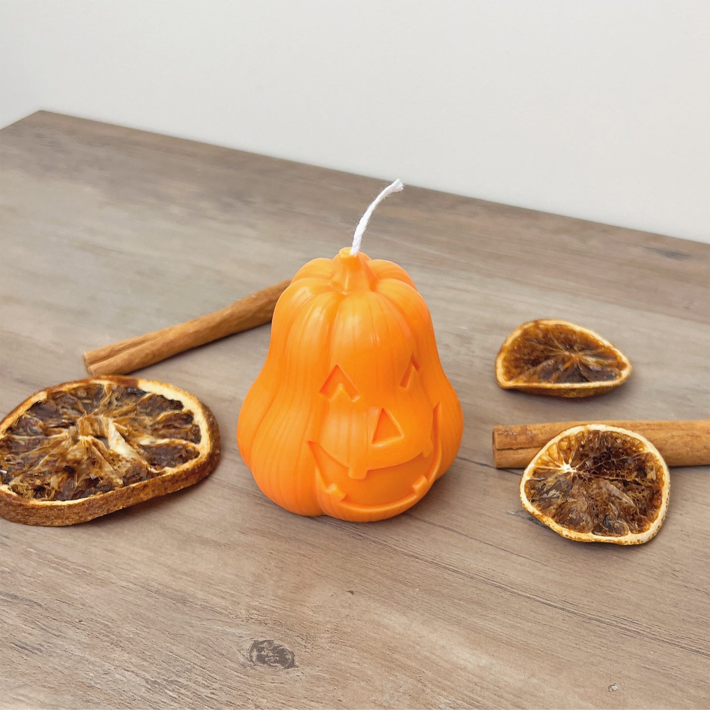 Carved Pumpkin Candle with Spooky Face - Orange Halloween Decoration Candles