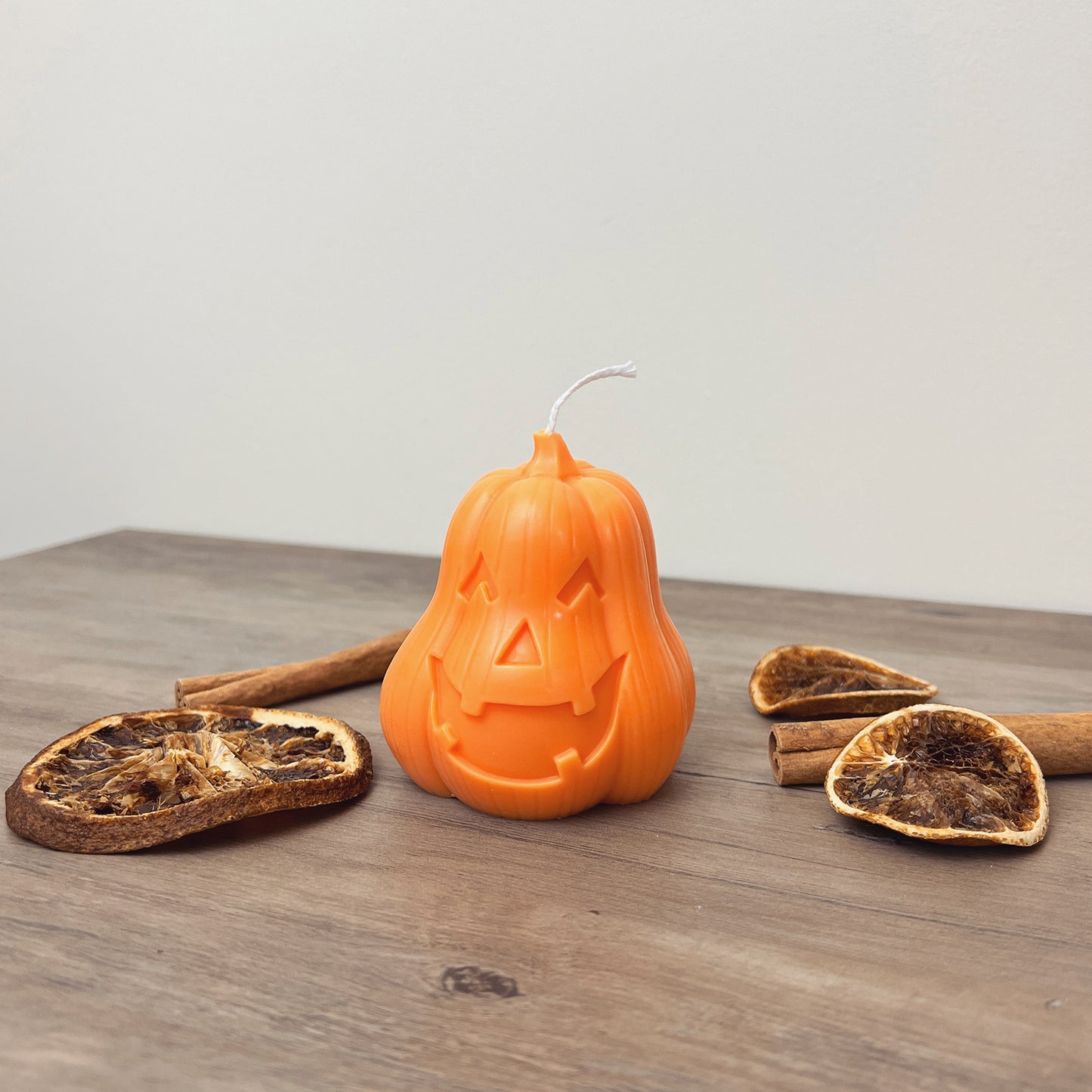 Carved Pumpkin Candle with Spooky Face - Orange Halloween Decoration Candles