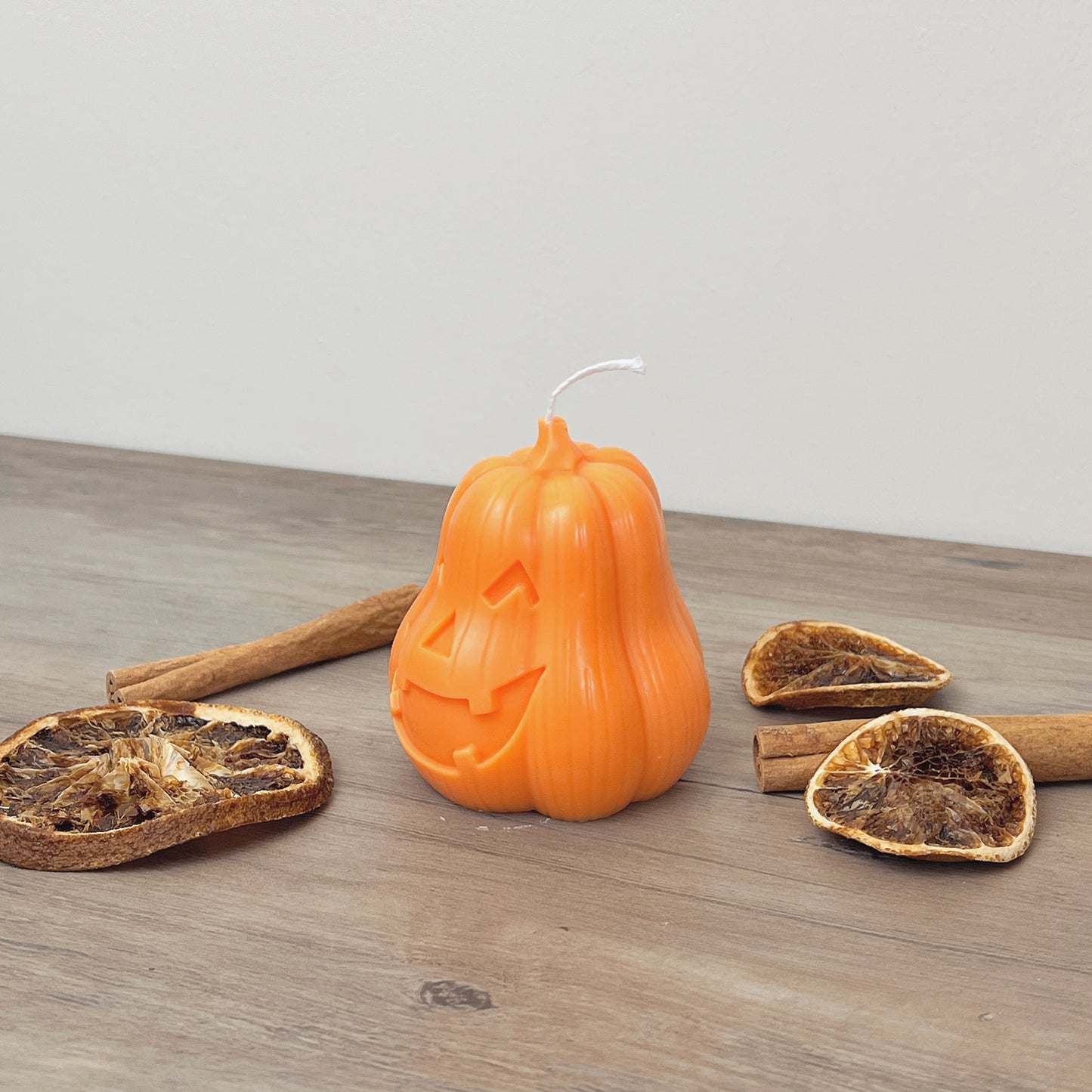 Carved Pumpkin Candle with Spooky Face - Orange Halloween Decoration Candles