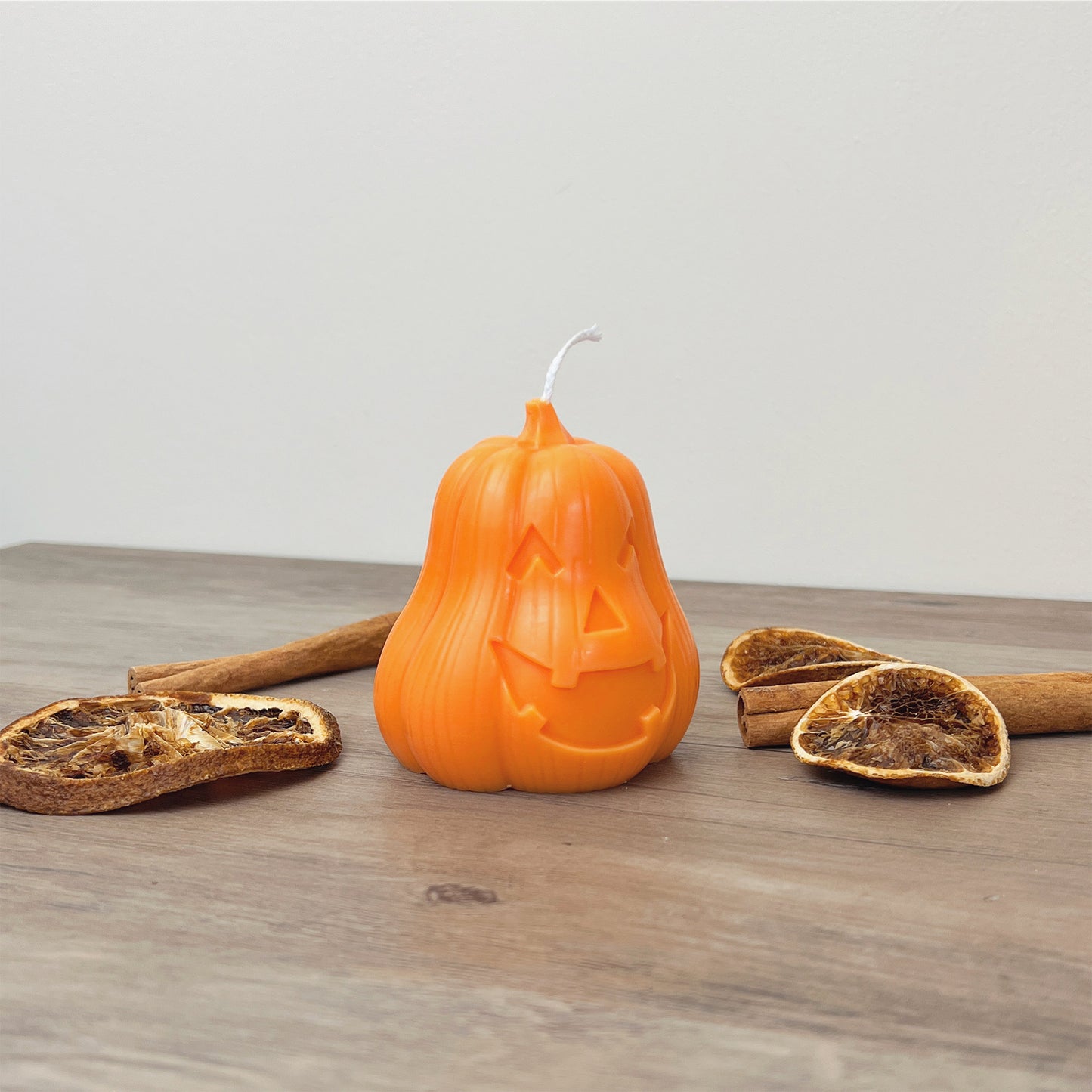 Carved Pumpkin Candle with Spooky Face - Orange Halloween Decoration Candles