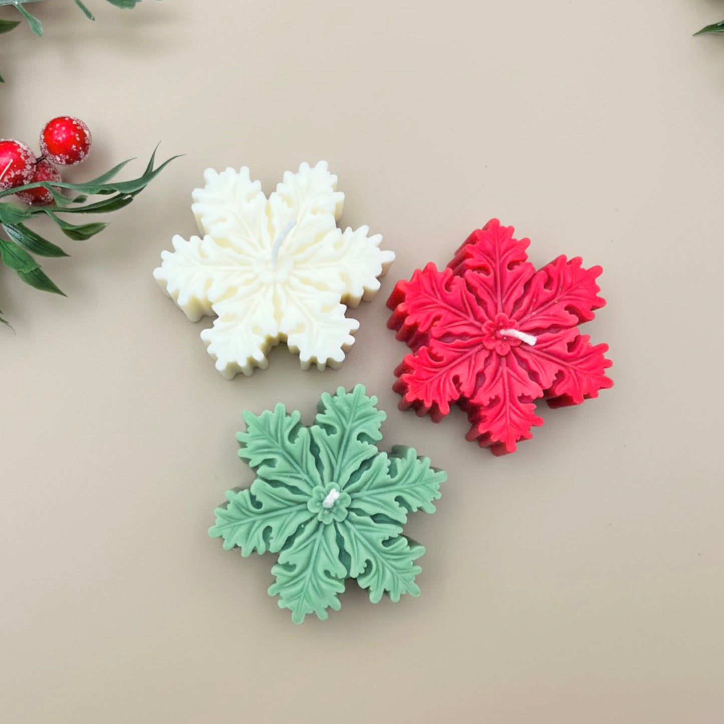 Christmas Snowflake Tealight Candles - Festive Home Decor