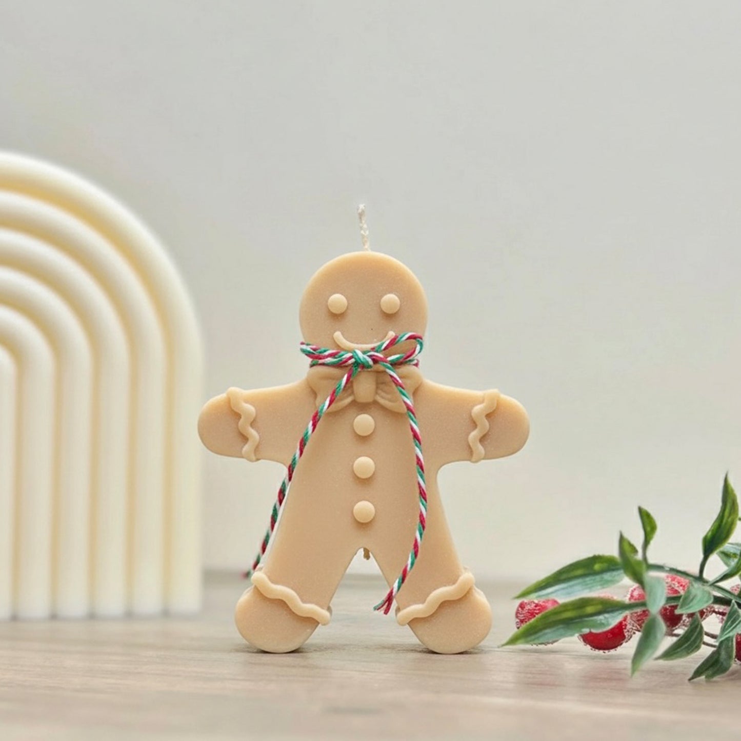 Beige and Brown Christmas Gingerbread Candle - Gingerbread Scented Candles
