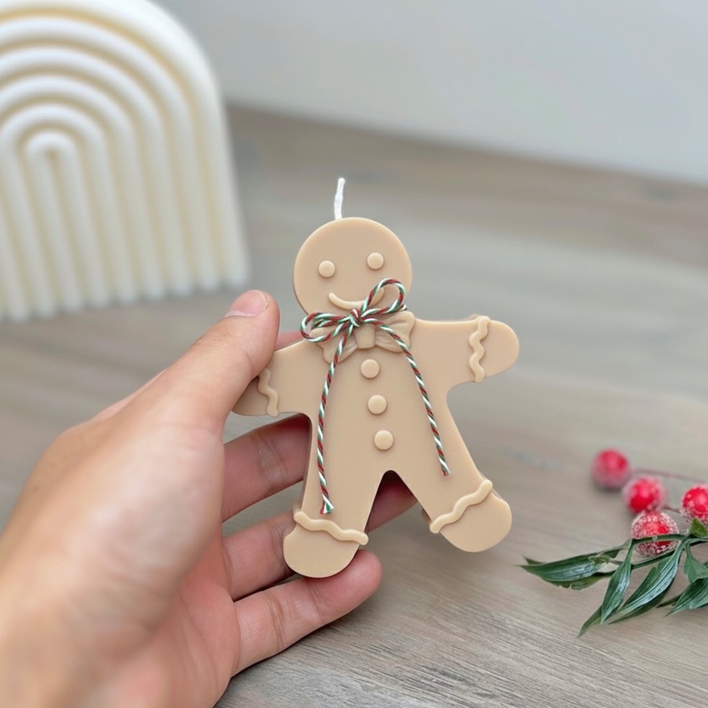 Beige and Brown Christmas Gingerbread Candle - Gingerbread Scented Candles