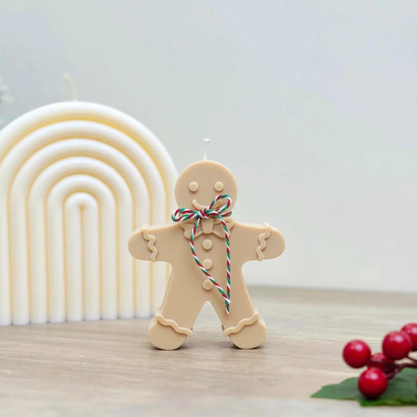 Beige and Brown Christmas Gingerbread Candle - Gingerbread Scented Candles