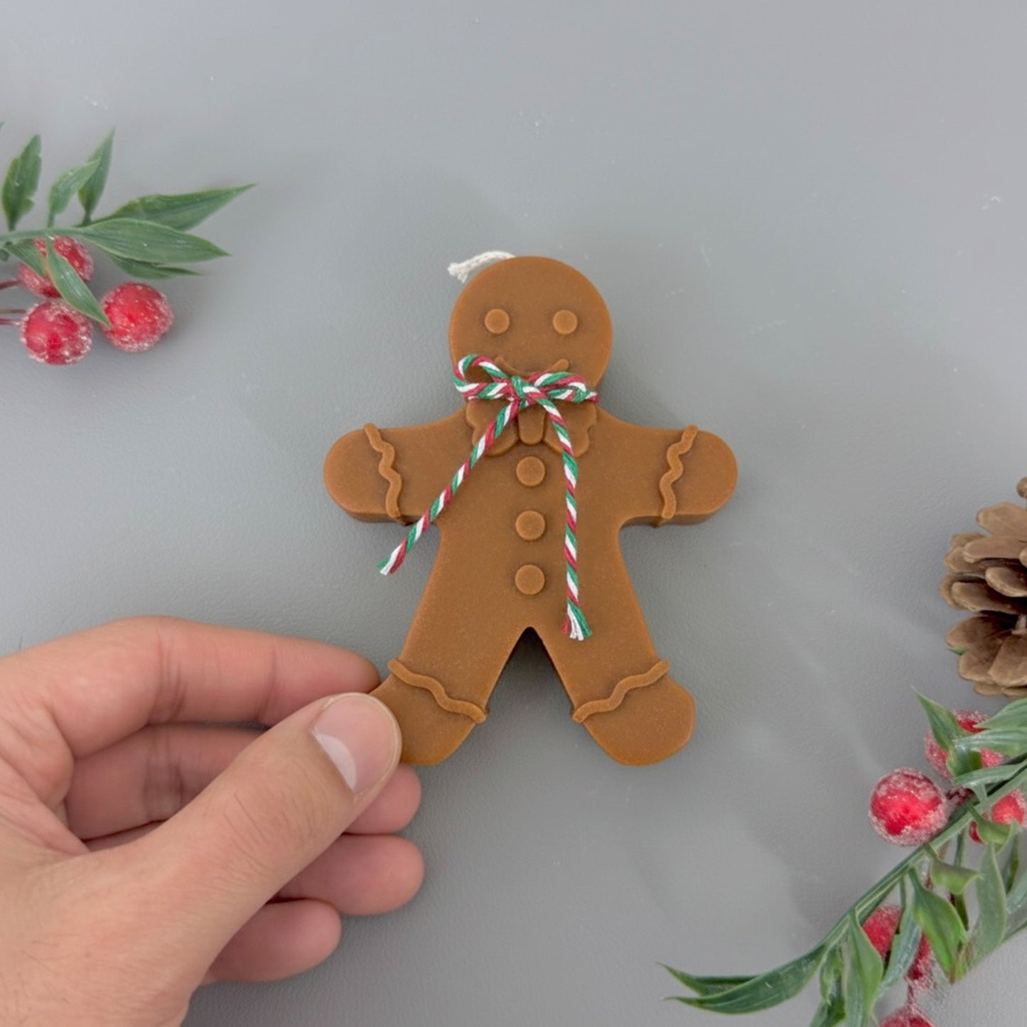 Beige and Brown Christmas Gingerbread Candle - Gingerbread Scented Candles
