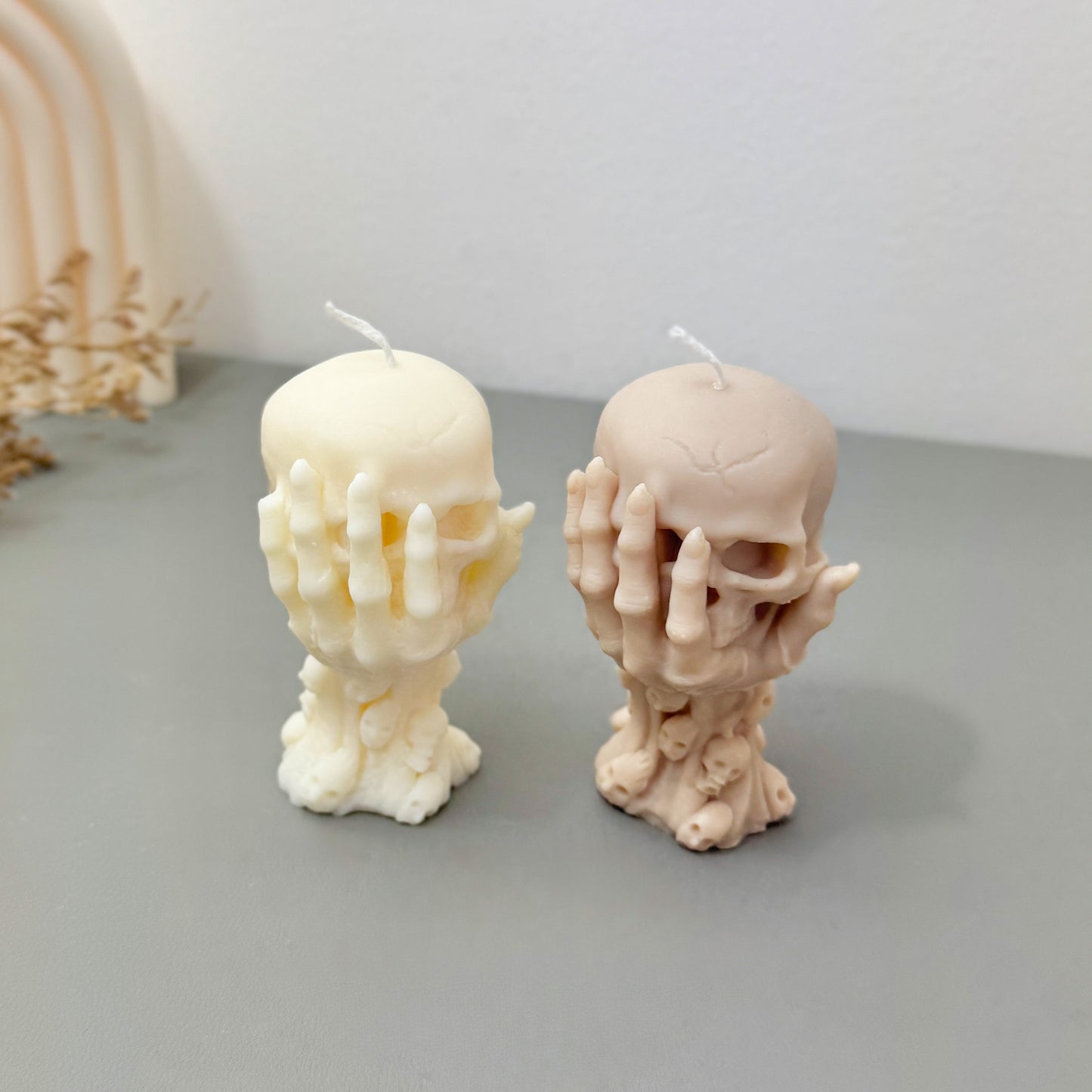Skull Candle in Skeleton Hand – Halloween Candle & Gothic Gift