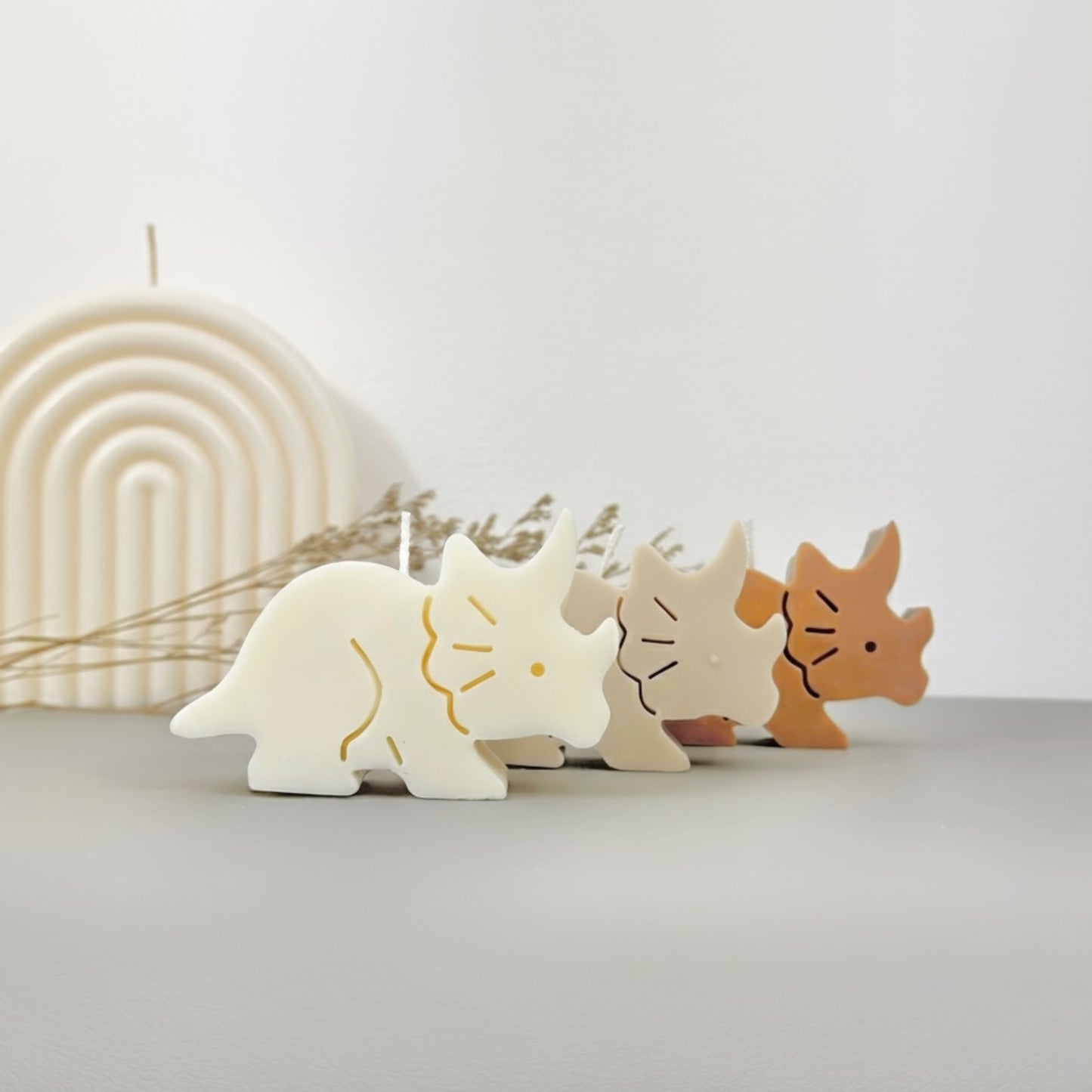 Dinosaur Candles - Triceratops Shape Gift for Dino Lovers - Birthday Cake Topper Candle