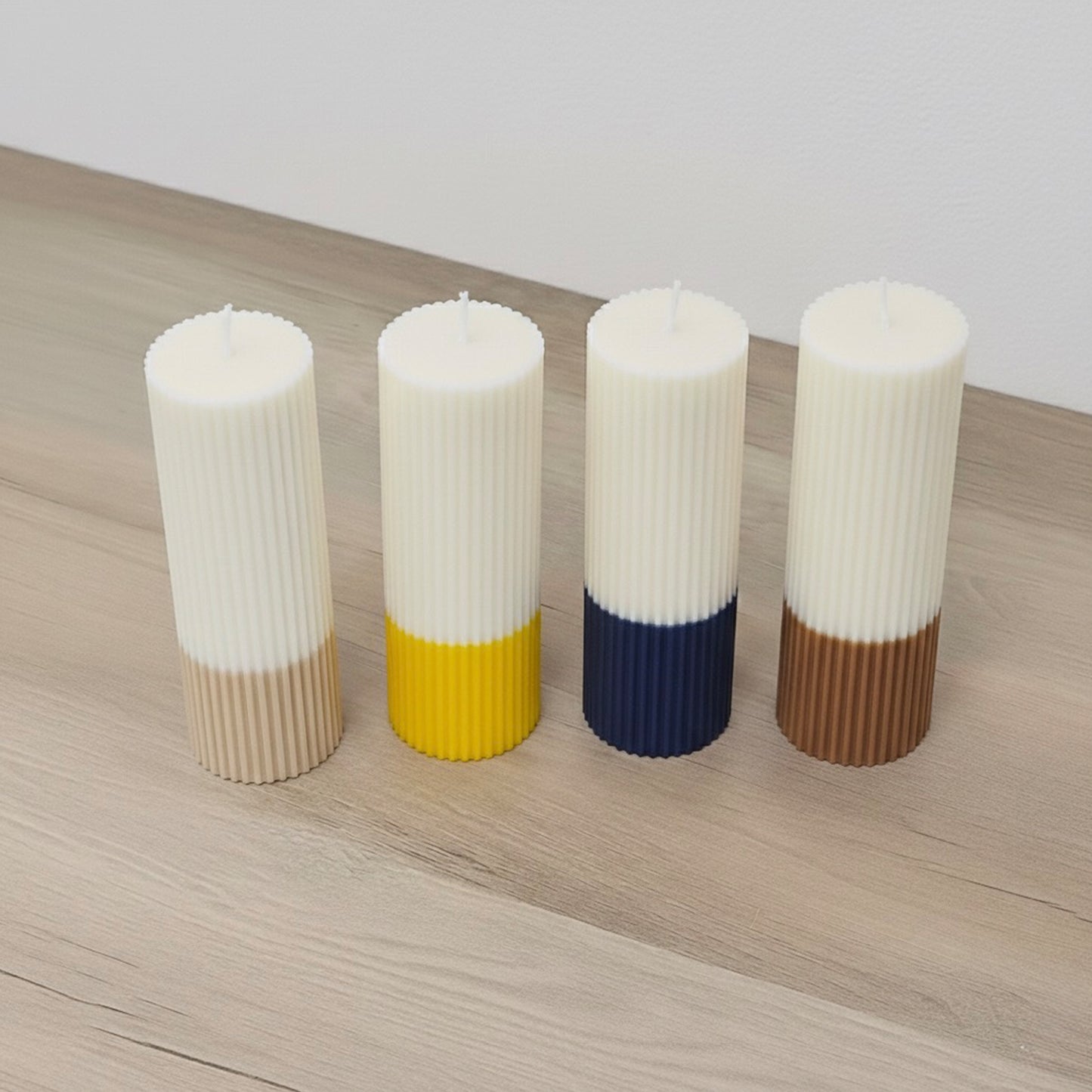 Ombre Pillar Candle - Two Tone Pillar Candle - Ribbed Aesthetic Candles
