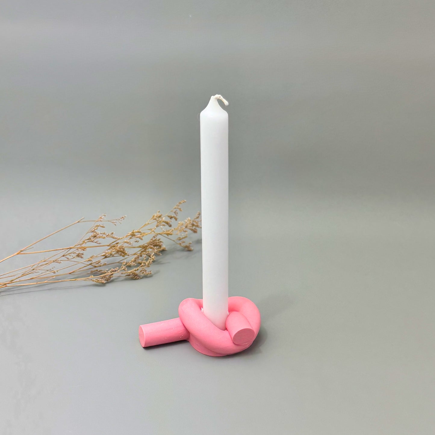 Pink Knotted Candlestick Holder - Pink Dinner Candle Holder - Knot Candle Holder