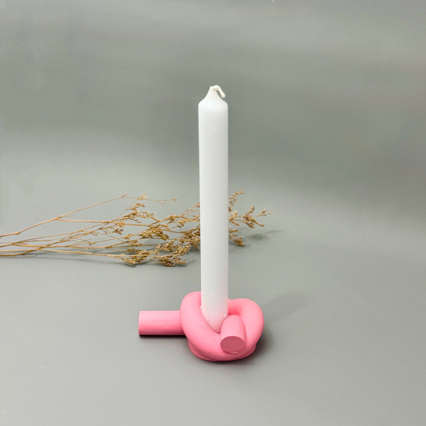 Pink Knotted Candlestick Holder - Pink Dinner Candle Holder - Knot Candle Holder