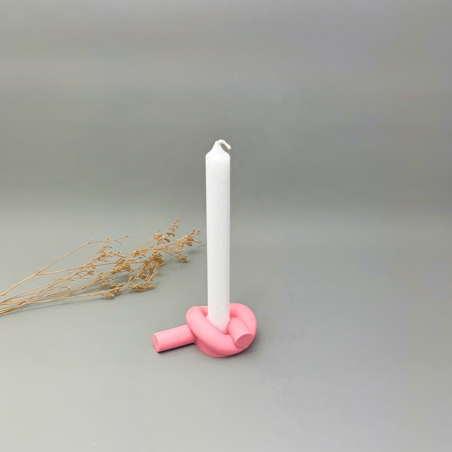 Pink Knotted Candlestick Holder - Pink Dinner Candle Holder - Knot Candle Holder