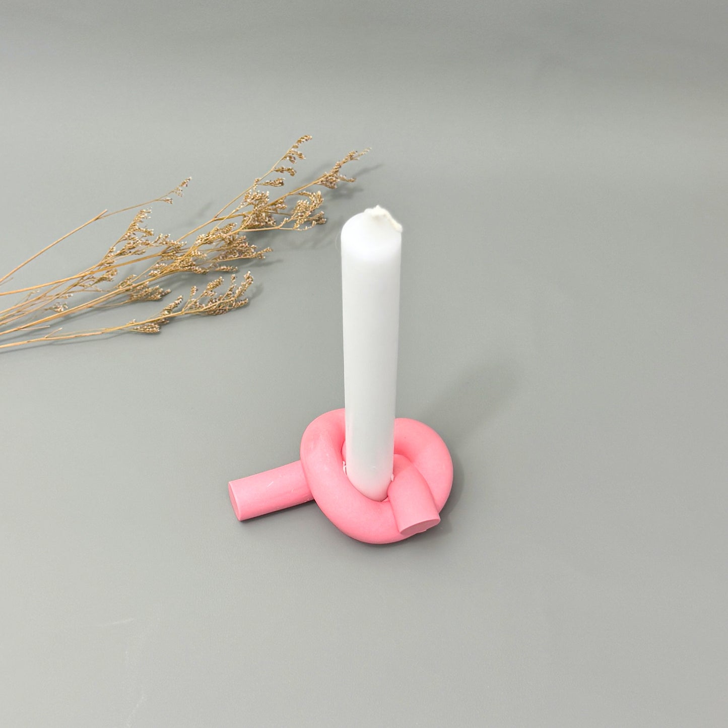 Pink Knotted Candlestick Holder - Pink Dinner Candle Holder - Knot Candle Holder