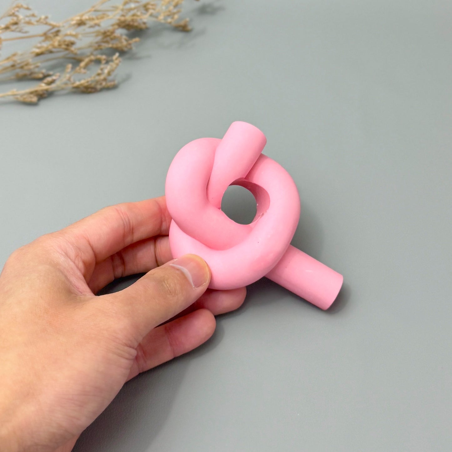 Pink Knotted Candlestick Holder - Pink Dinner Candle Holder - Knot Candle Holder