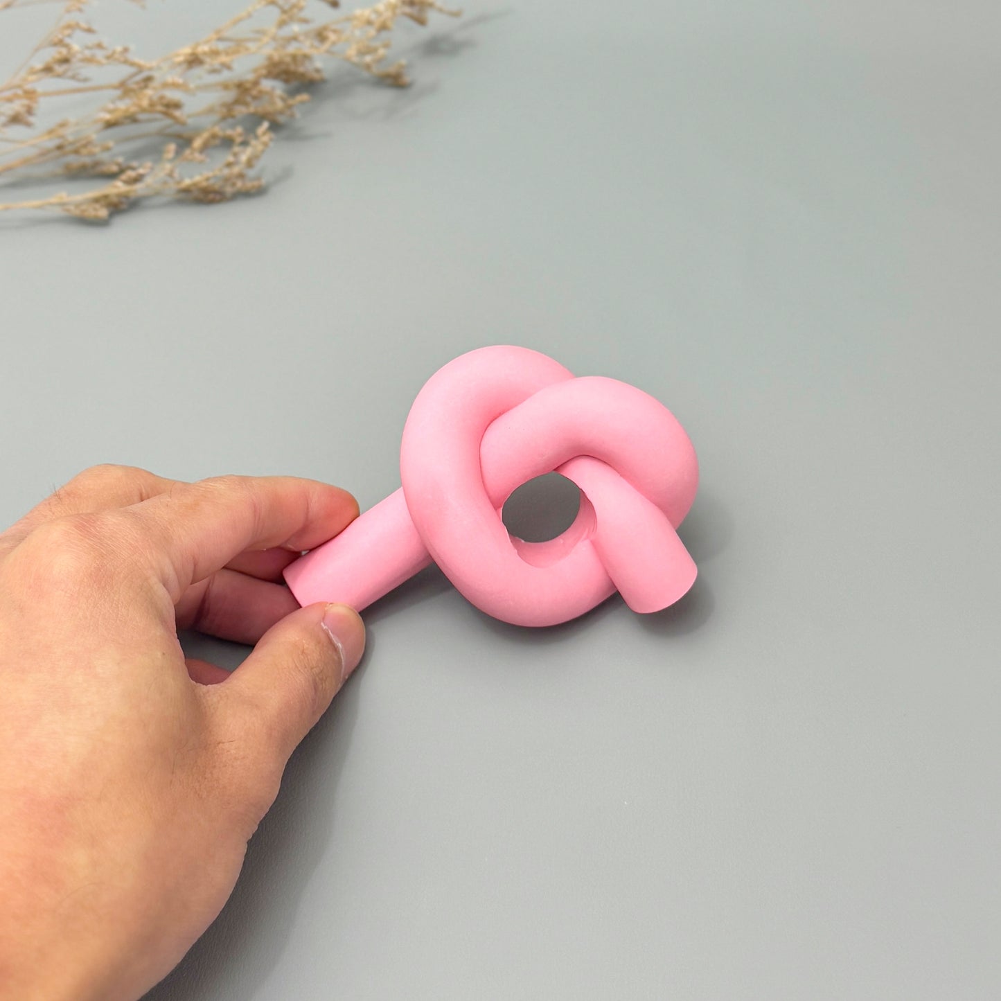 Pink Knotted Candlestick Holder - Pink Dinner Candle Holder - Knot Candle Holder