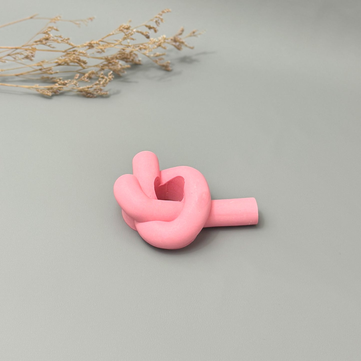 Pink Knotted Candlestick Holder - Pink Dinner Candle Holder - Knot Candle Holder