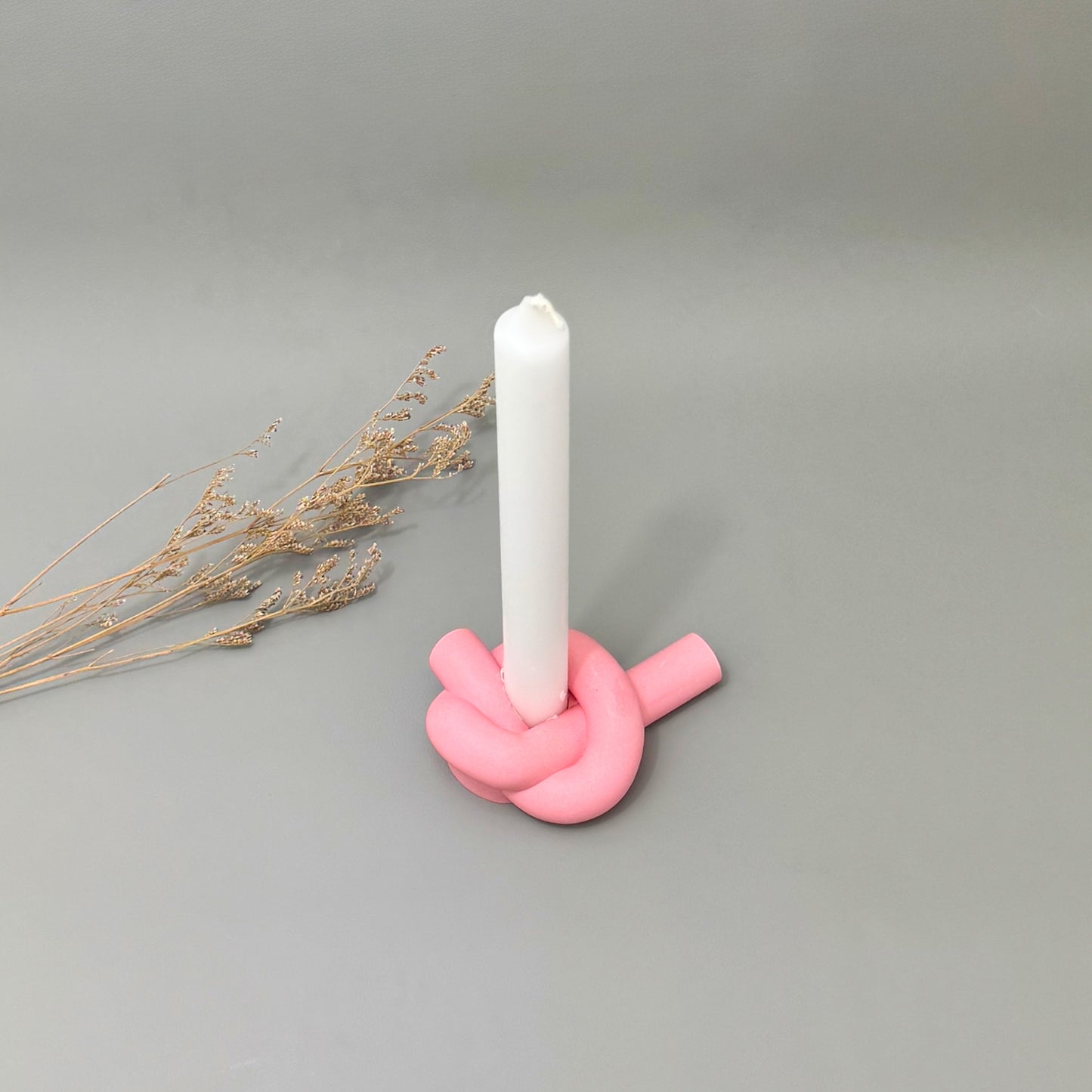 Pink Knotted Candlestick Holder - Pink Dinner Candle Holder - Knot Candle Holder