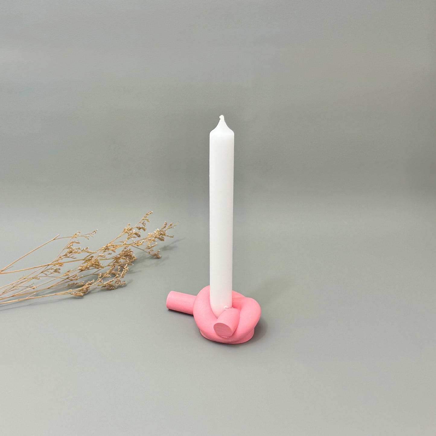 Pink Knotted Candlestick Holder - Pink Dinner Candle Holder - Knot Candle Holder