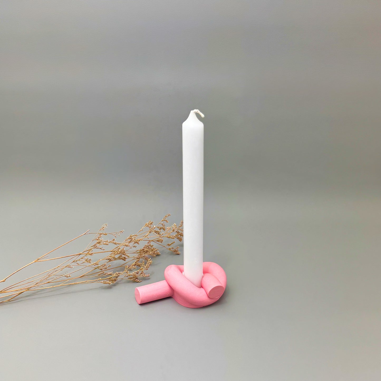 Pink Knotted Candlestick Holder - Pink Dinner Candle Holder - Knot Candle Holder