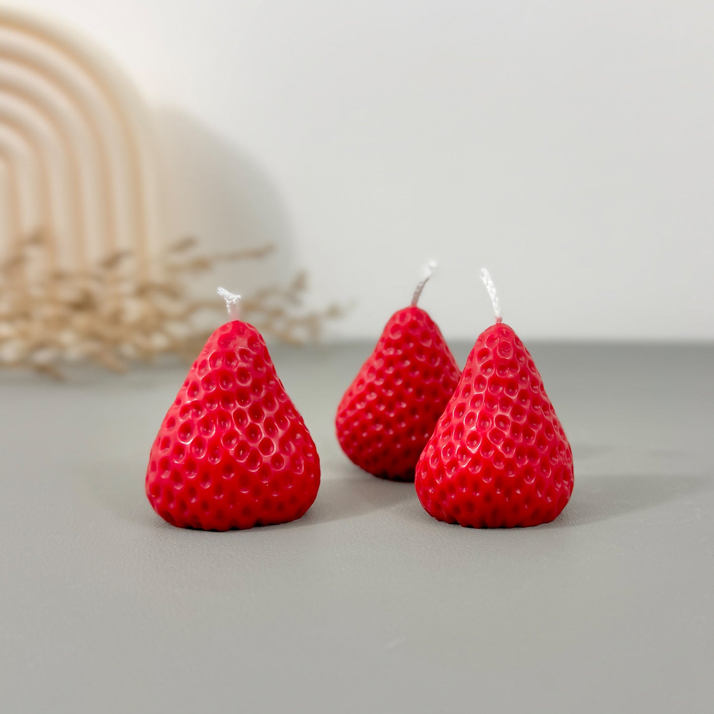 Strawberry Shaped Strawberry Scented Tealight Candles Set of 4