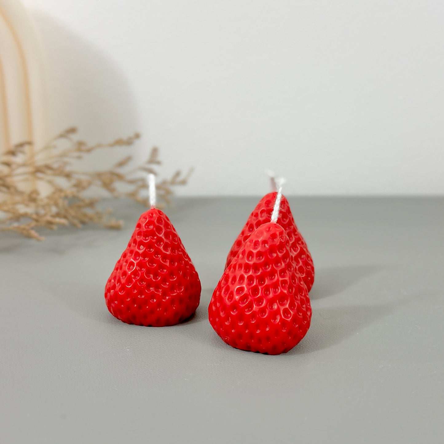 Strawberry Shaped Strawberry Scented Tealight Candles Set of 4