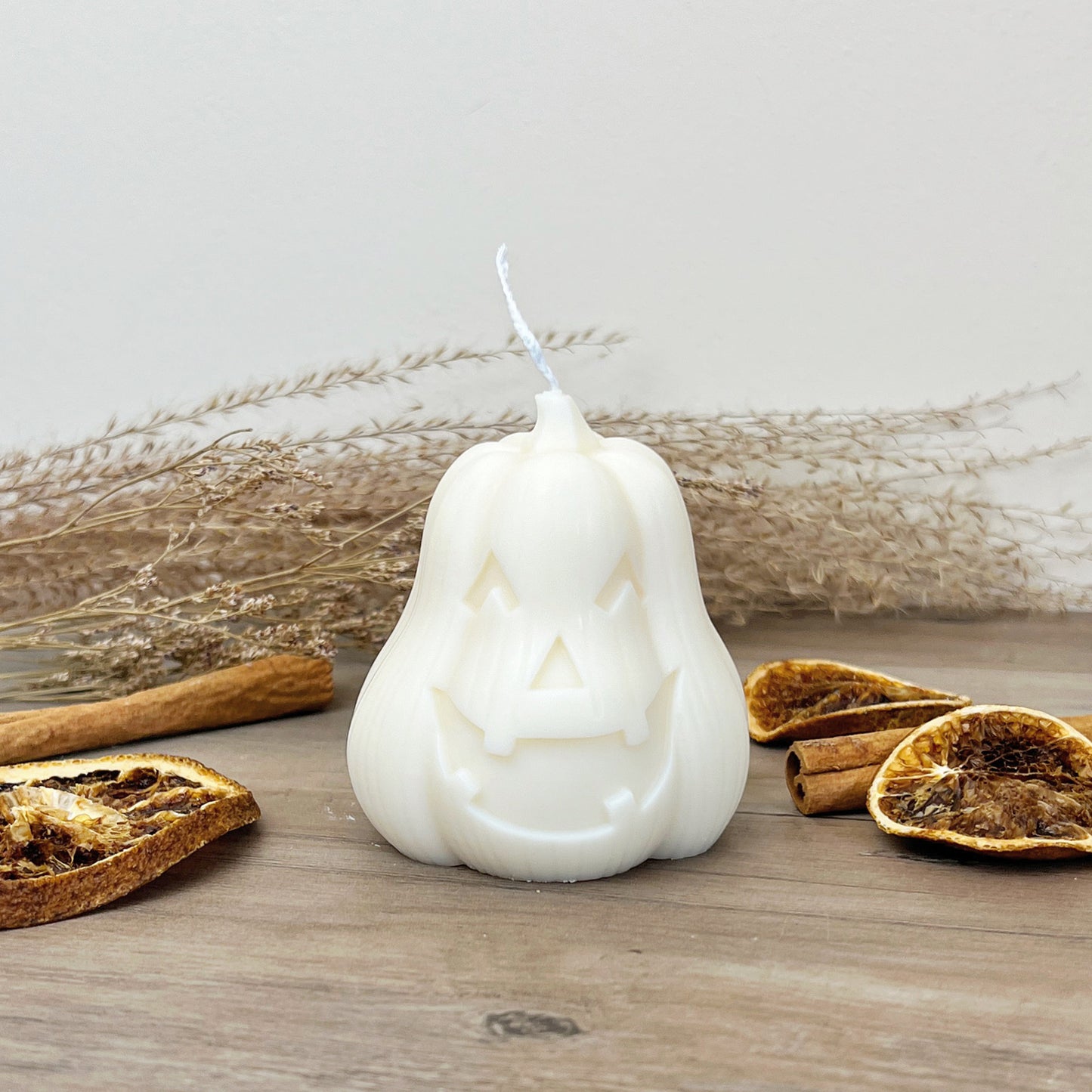 Carved Pumpkin Candle with Spooky Face - Orange Halloween Decoration Candles