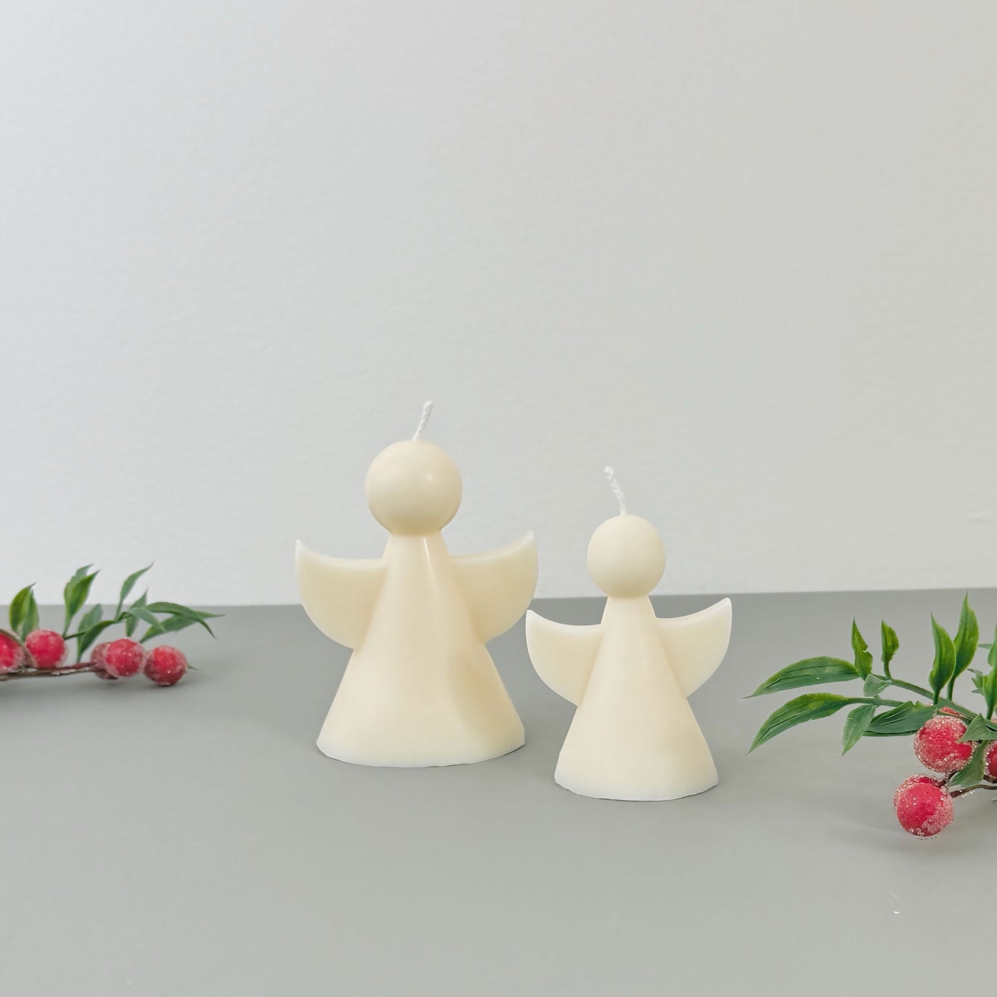 White Christmas Angel Candle - Christmas Fairy Decor - Christmas Candles