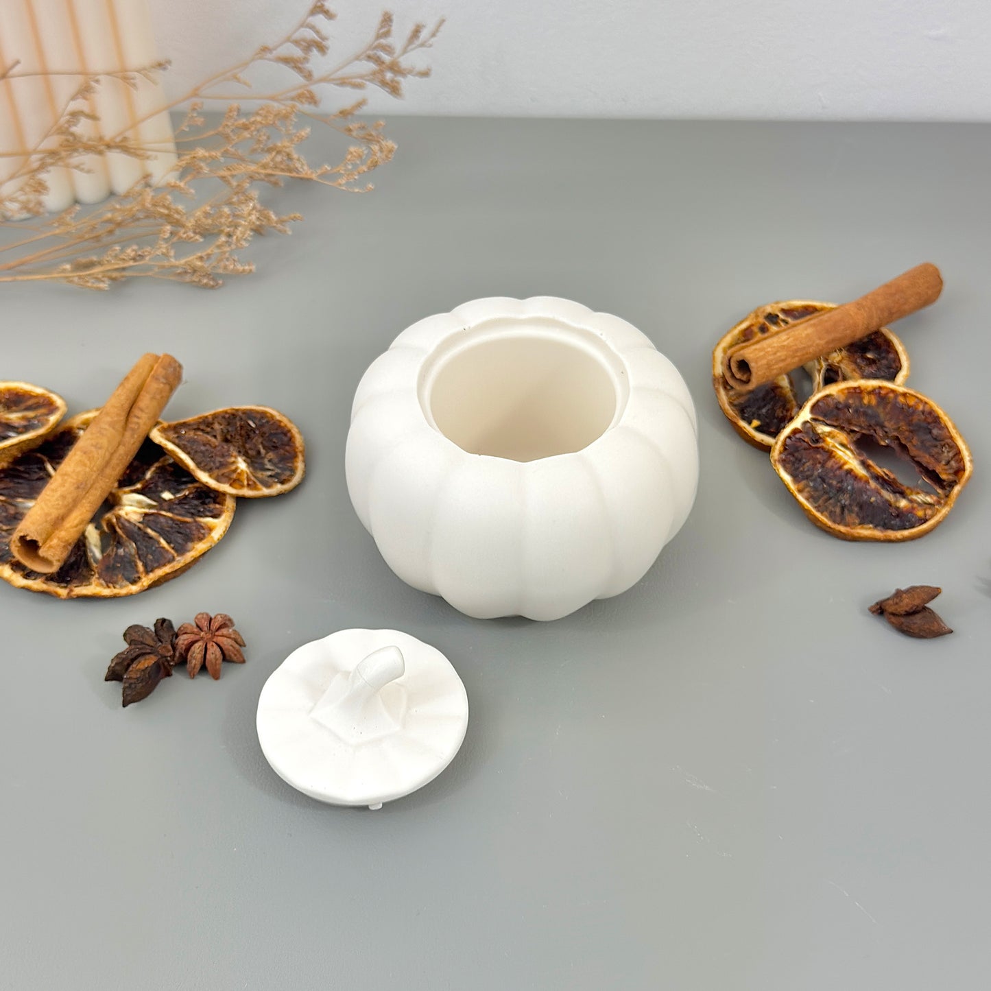 White Autumn Pumpkin Dish - Pumpkin Shaped Trinket Dish