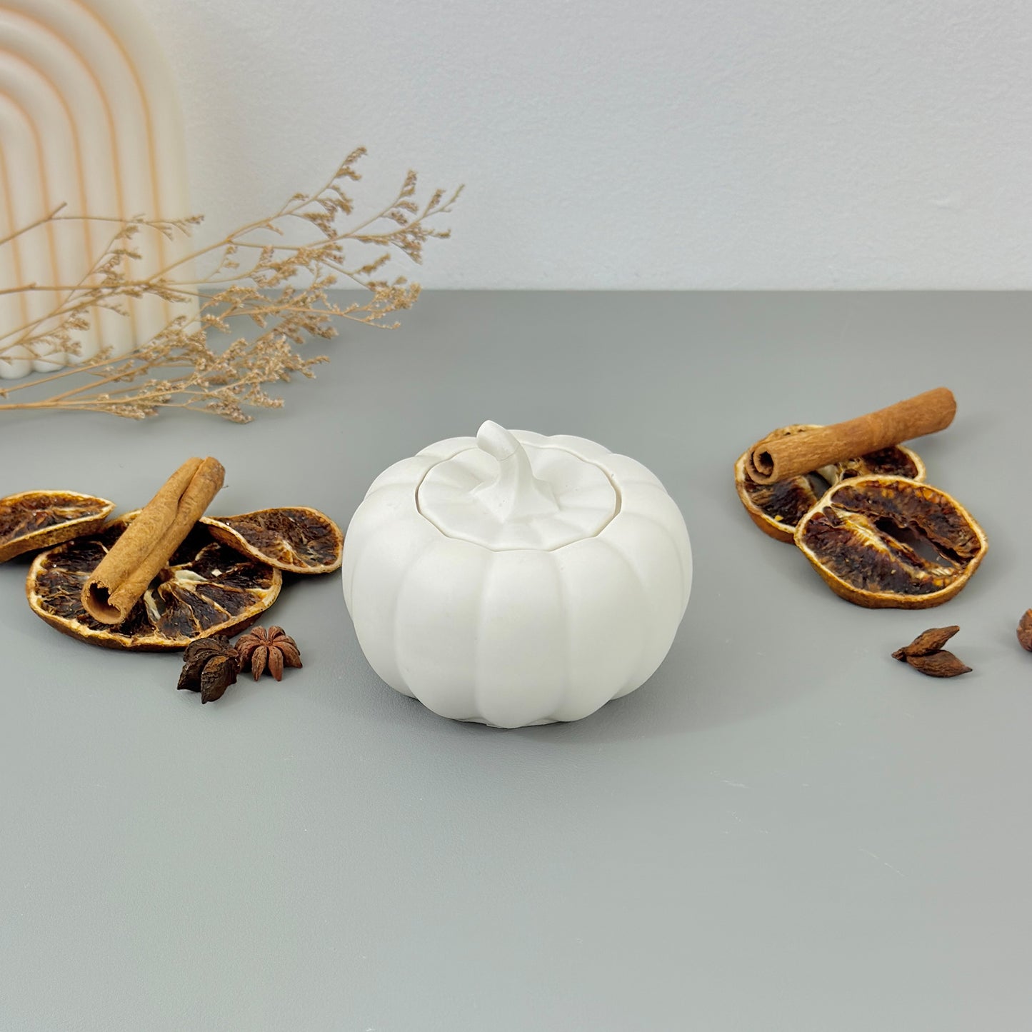 White Autumn Pumpkin Dish - Pumpkin Shaped Trinket Dish