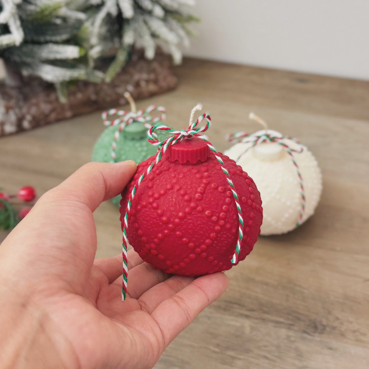 Beaded Christmas Bauble Candle - Christmas Scented Candle - Christmas Decor