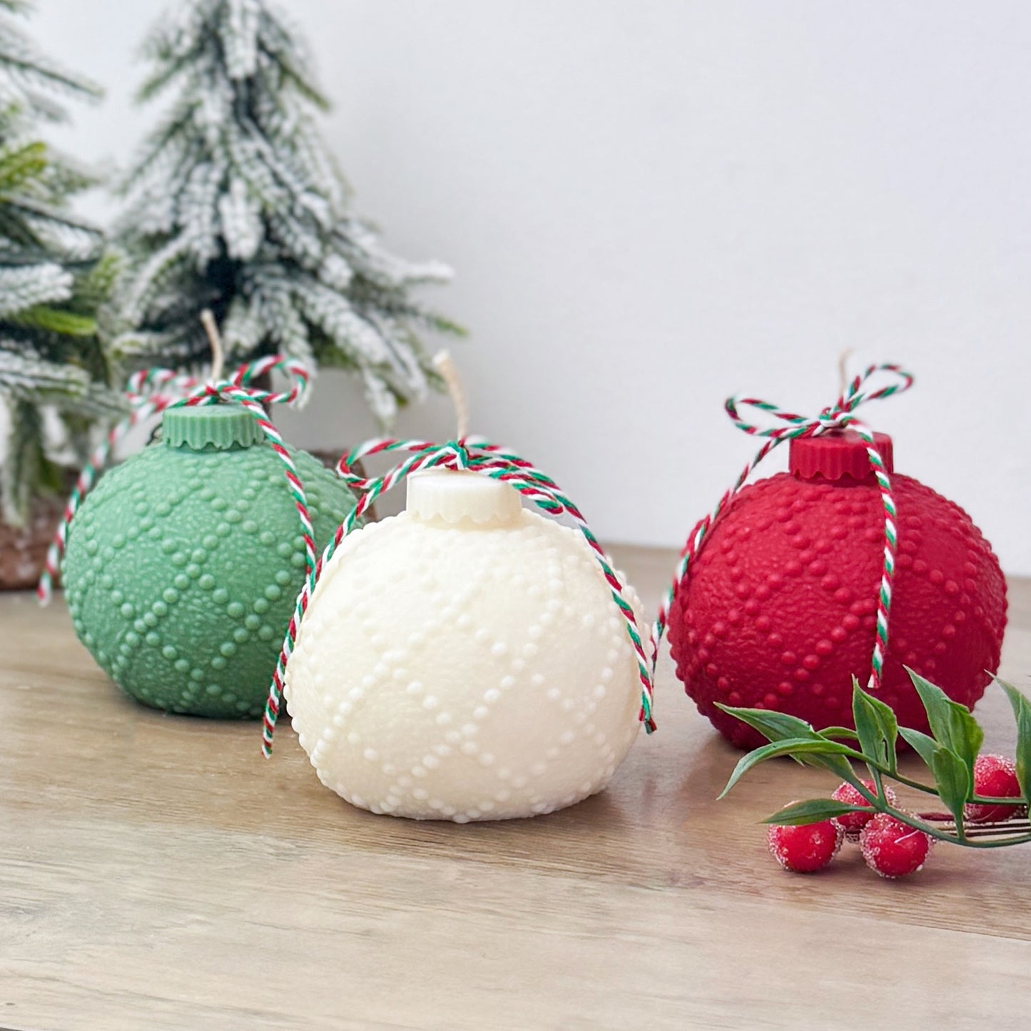 Beaded Christmas Bauble Candle - Christmas Scented Candle - Christmas Decor