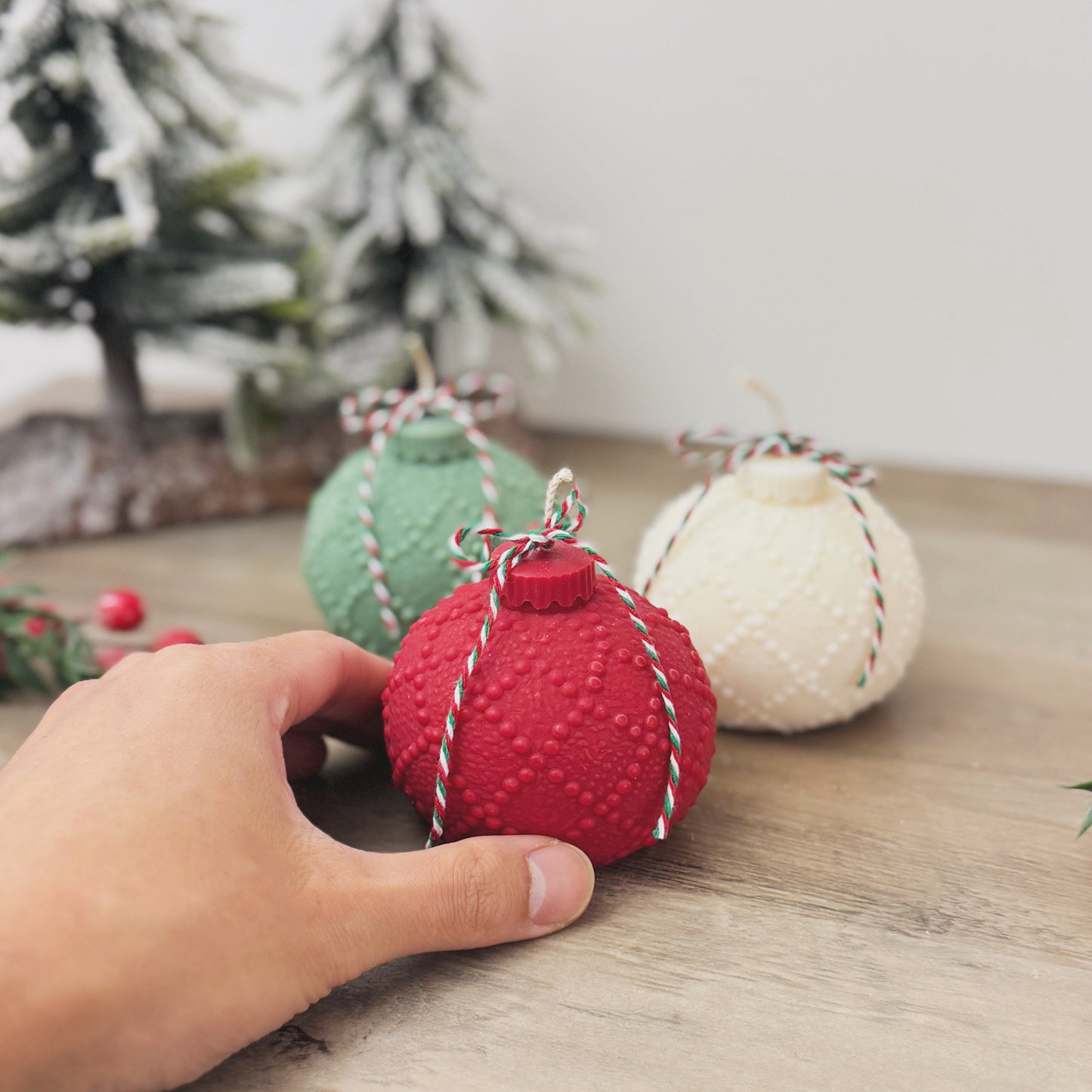 Beaded Christmas Bauble Candle - Christmas Scented Candle - Christmas Decor