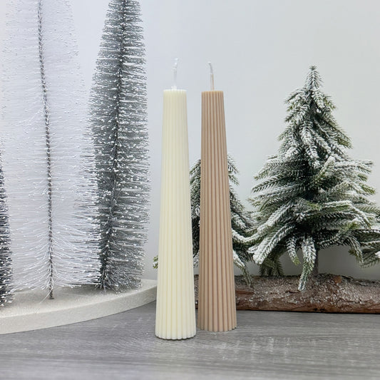 Neutral Freestanding Taper Candles - Neutral Christmas Candles - Modern Christmas Decor