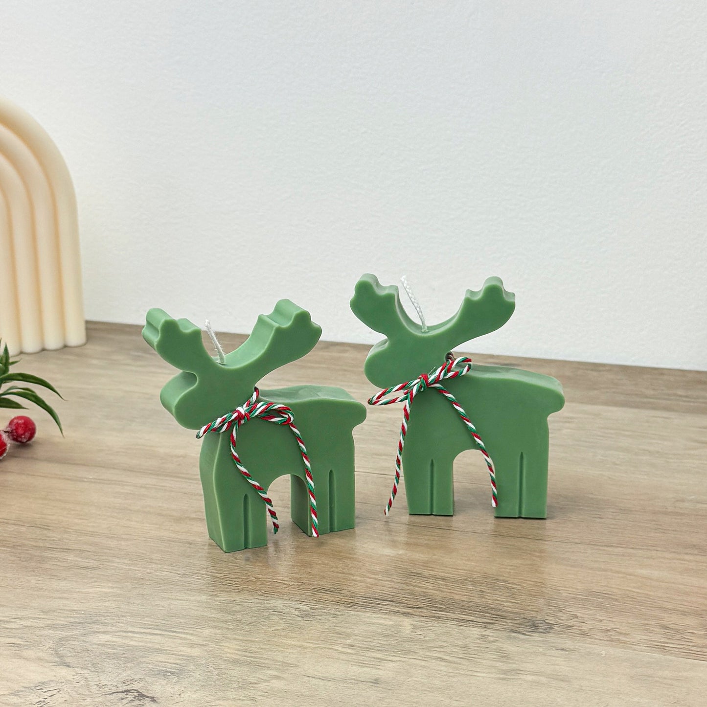 Green Christmas Reindeer Candle - Festive Reindeer Shaped Candles - Stocking Filler