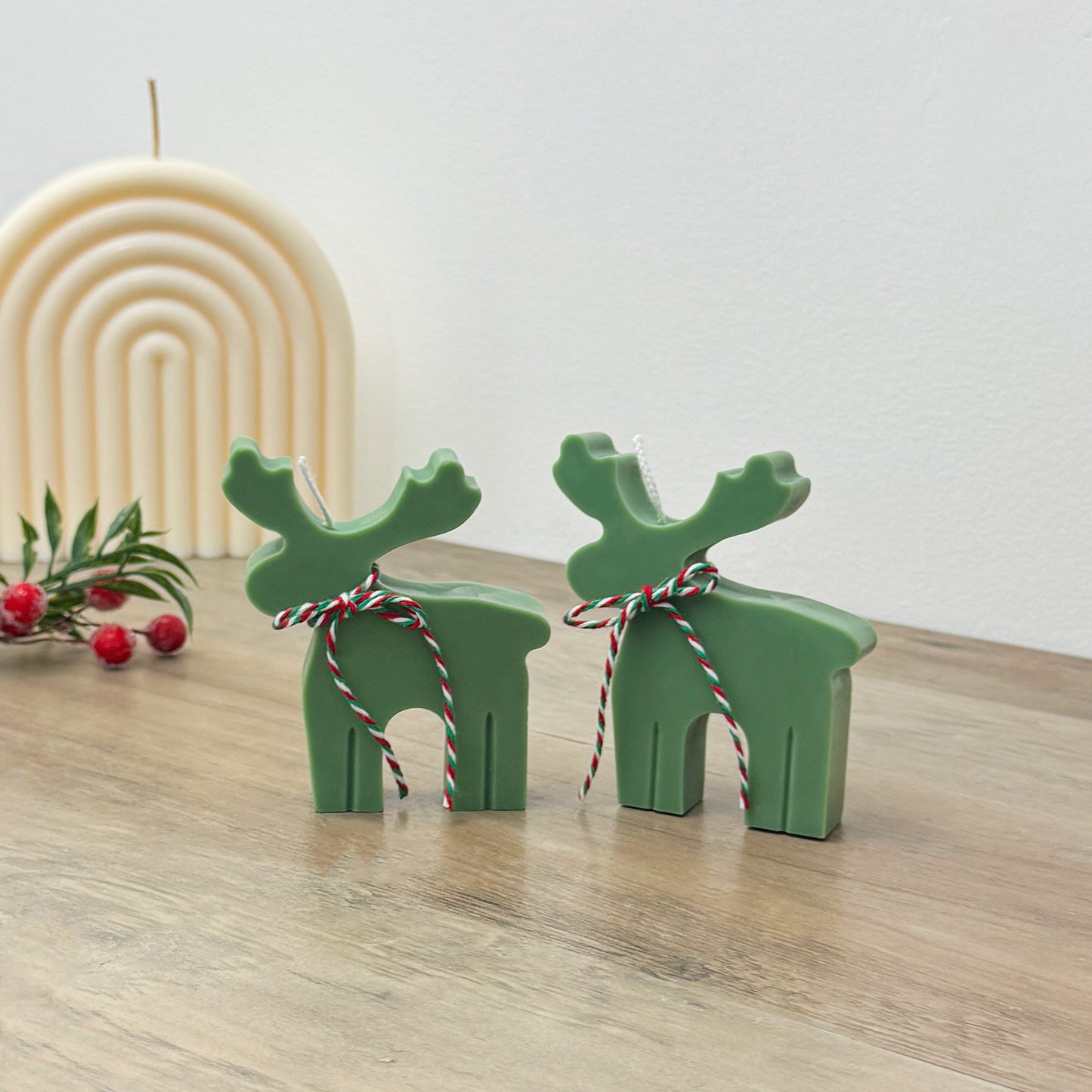 Green Christmas Reindeer Candle - Festive Reindeer Shaped Candles - Stocking Filler