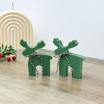 Green Christmas Reindeer Candle - Festive Reindeer Shaped Candles - Stocking Filler