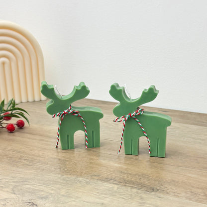 Green Christmas Reindeer Candle - Festive Reindeer Shaped Candles - Stocking Filler