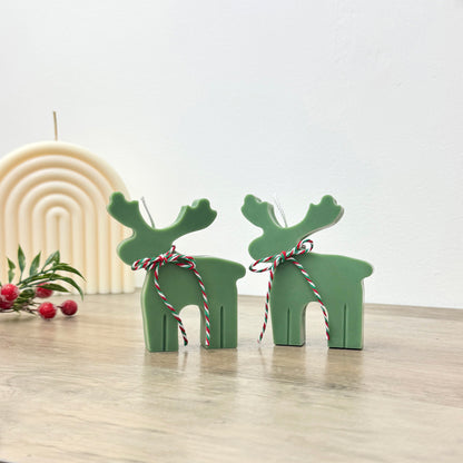 Green Christmas Reindeer Candle - Festive Reindeer Shaped Candles - Stocking Filler