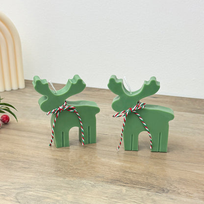 Green Christmas Reindeer Candle - Festive Reindeer Shaped Candles - Stocking Filler