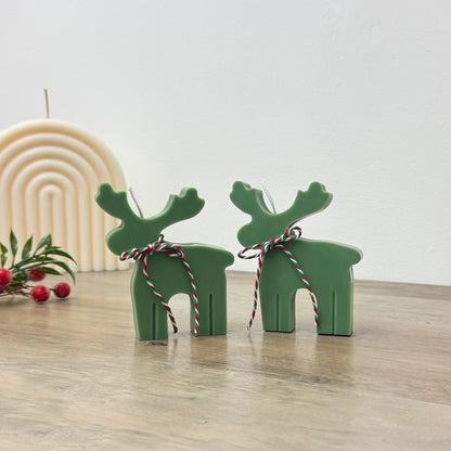 Green Christmas Reindeer Candle - Festive Reindeer Shaped Candles - Stocking Filler