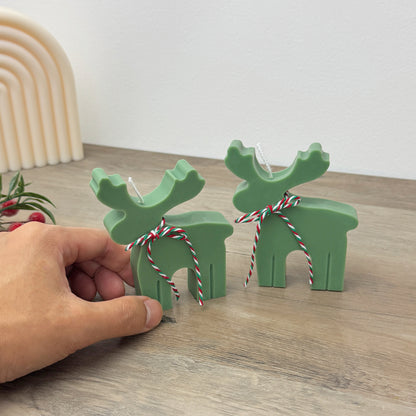 Green Christmas Reindeer Candle - Festive Reindeer Shaped Candles - Stocking Filler