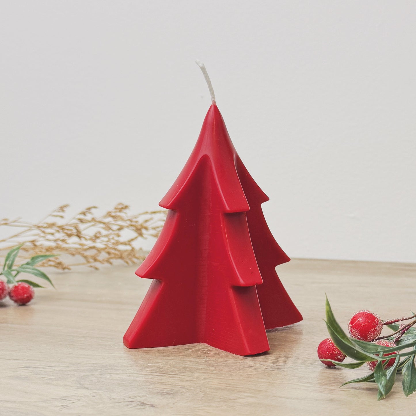 Red Christmas Tree Candle - Red Christmas Candle - Christmas Decoration