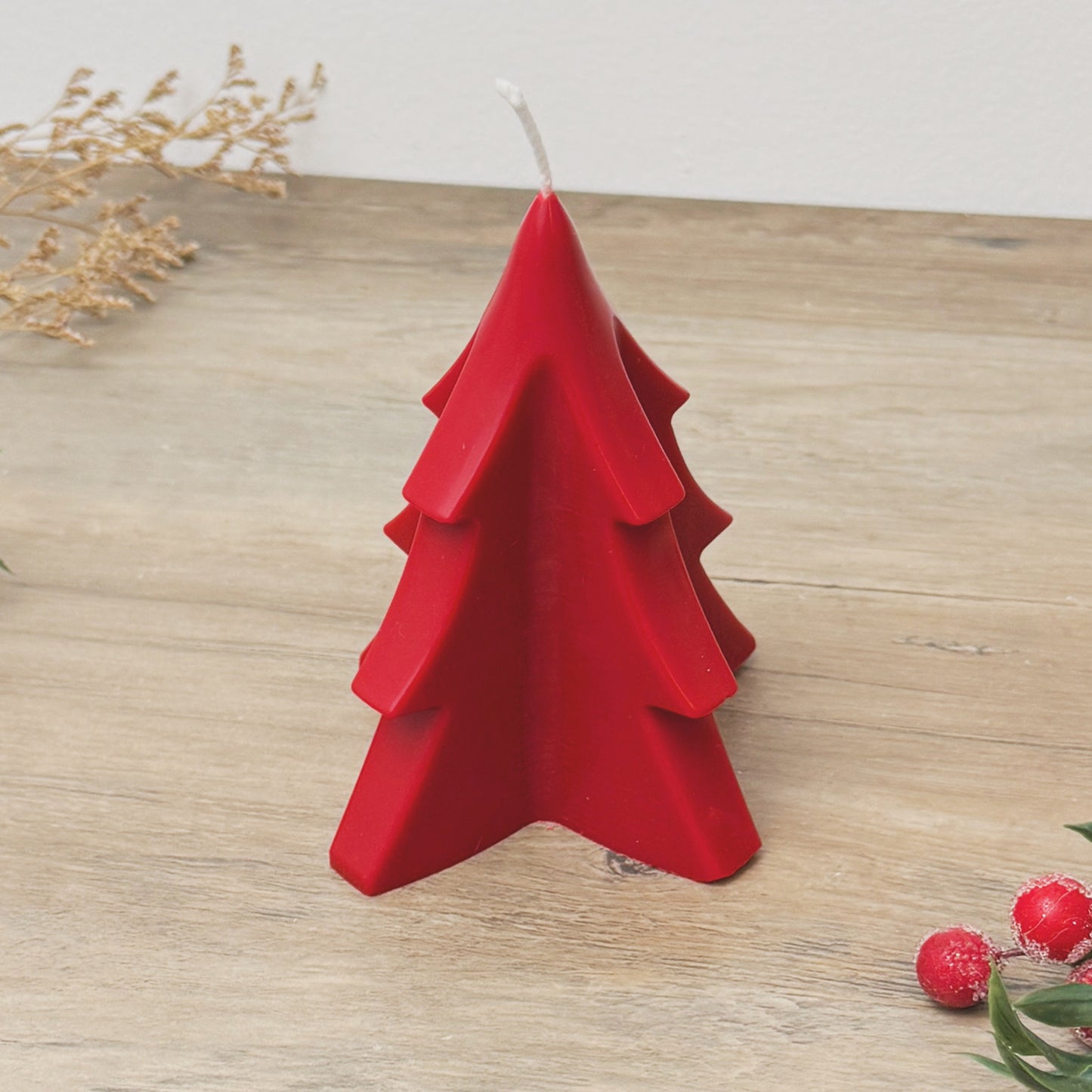 Red Christmas Tree Candle - Red Christmas Candle - Christmas Decoration