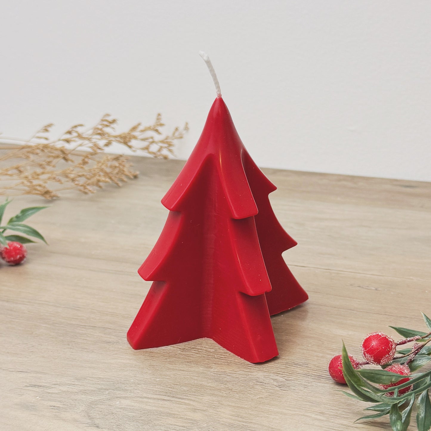 Red Christmas Tree Candle - Red Christmas Candle - Christmas Decoration