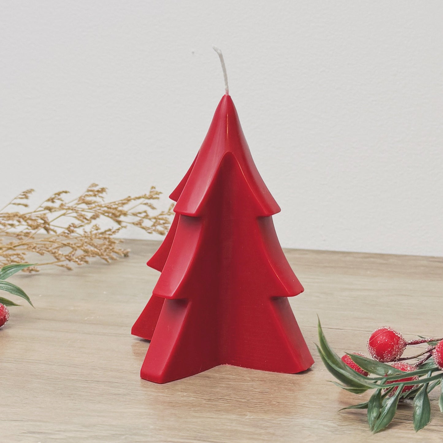 Red Christmas Tree Candle - Red Christmas Candle - Christmas Decoration