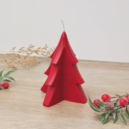 Red Christmas Tree Candle - Red Christmas Candle - Christmas Decoration