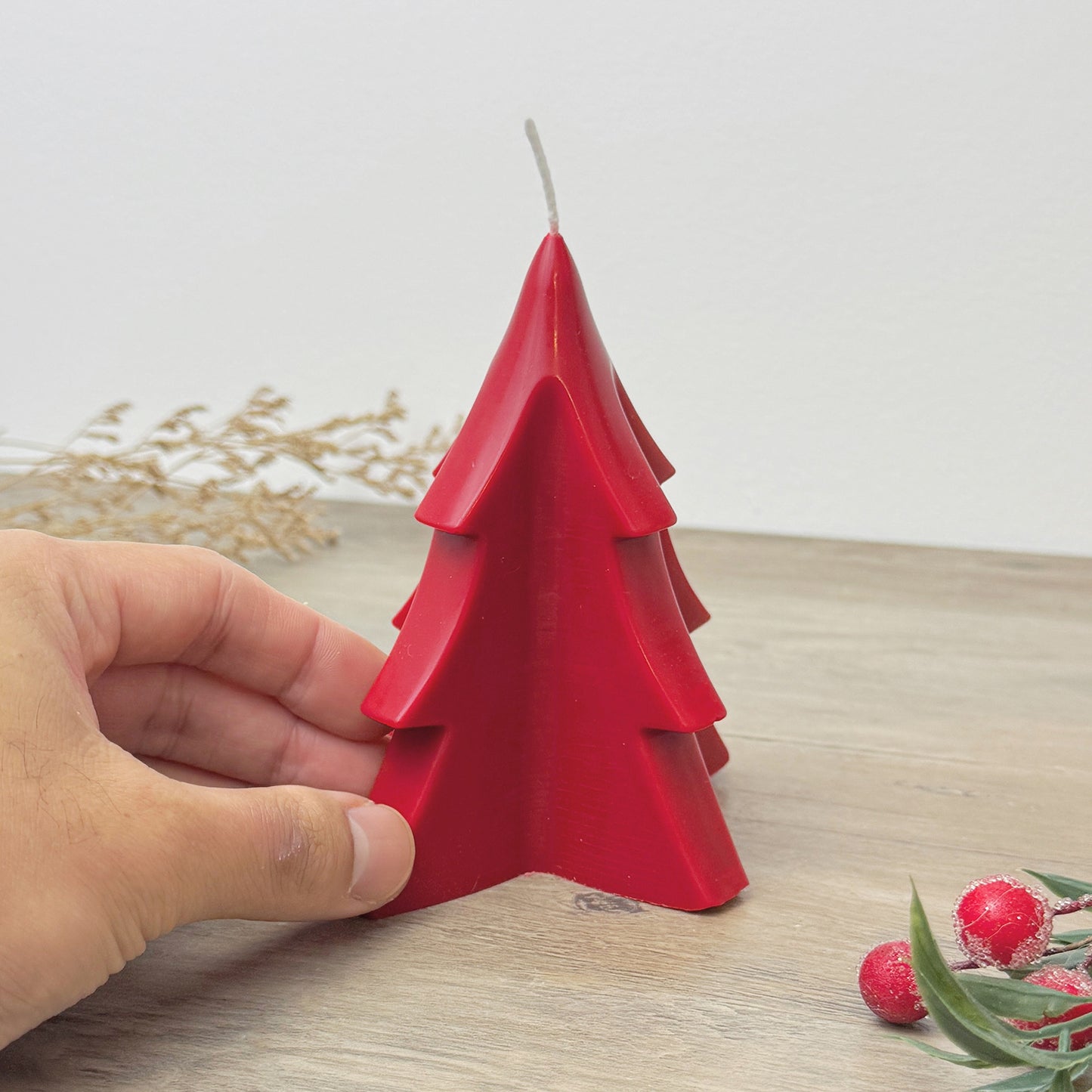 Red Christmas Tree Candle - Red Christmas Candle - Christmas Decoration