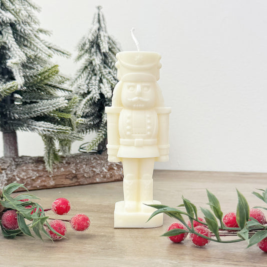 White Christmas Nutcracker Candle - White Nutcracker Christmas Decoration