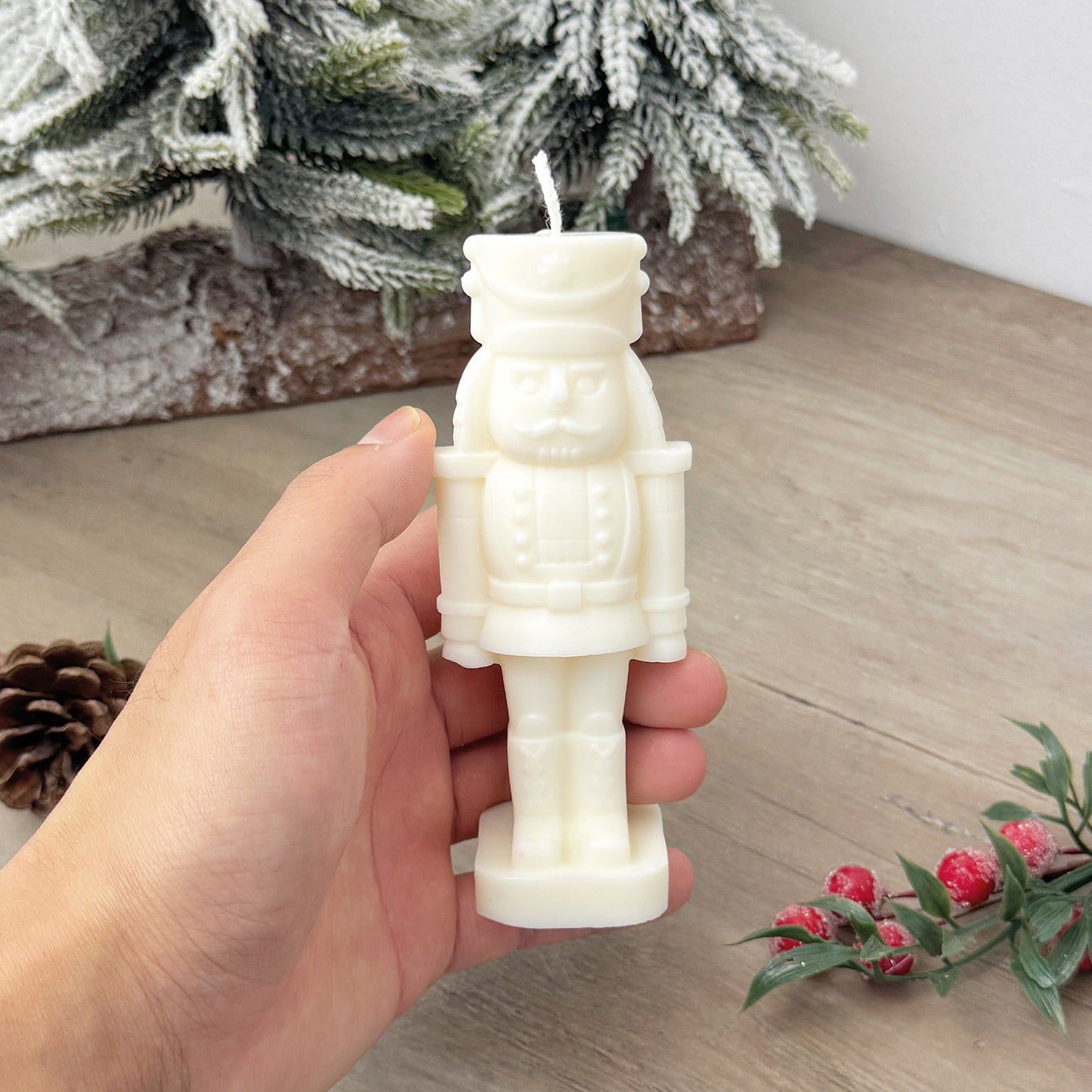 White Christmas Nutcracker Candle - White Nutcracker Christmas Decoration